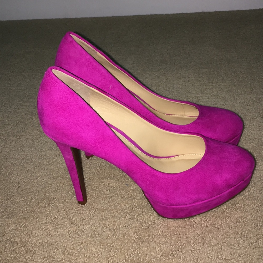 Fuscia Suede Pumps Heels